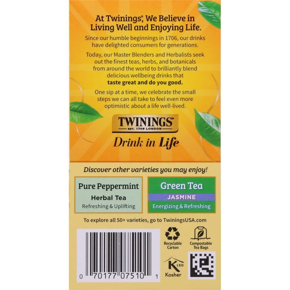 TWININGS HERBAL TEA Lemon and Ginger, 20 Tea Bags