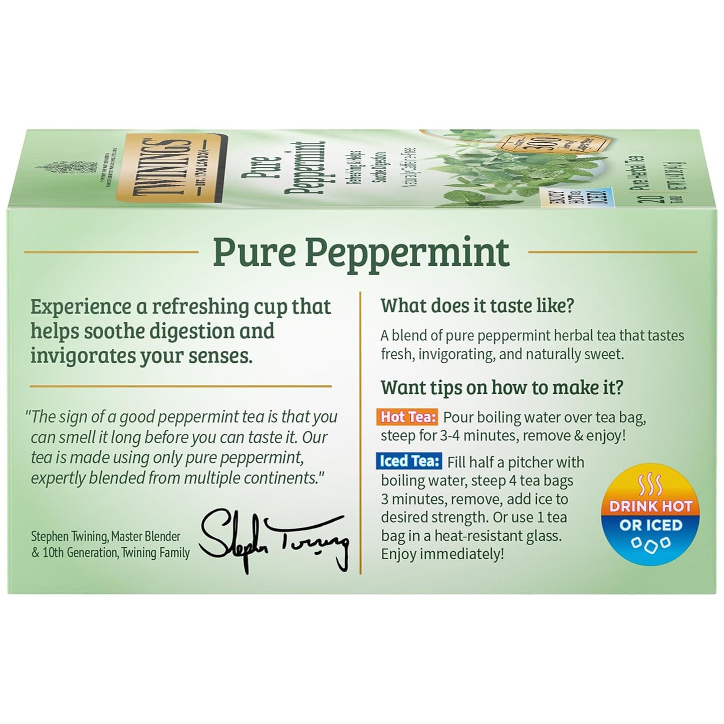 TWININGS HERBAL TEA Pure Peppermint, 20 Tea Bags