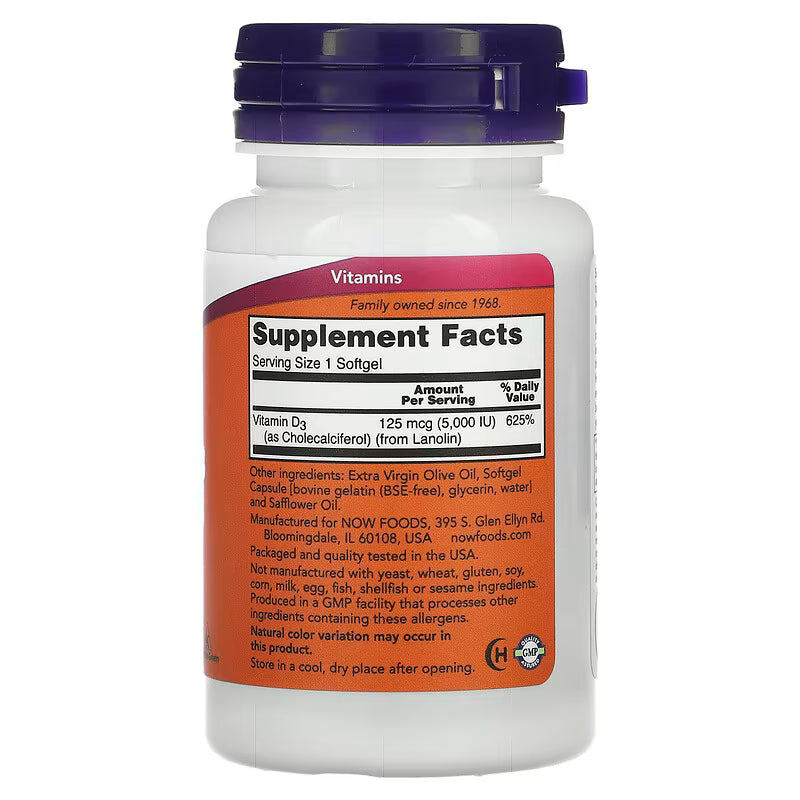 NOW Foods High Potency Vitamin D3, 5000 IU