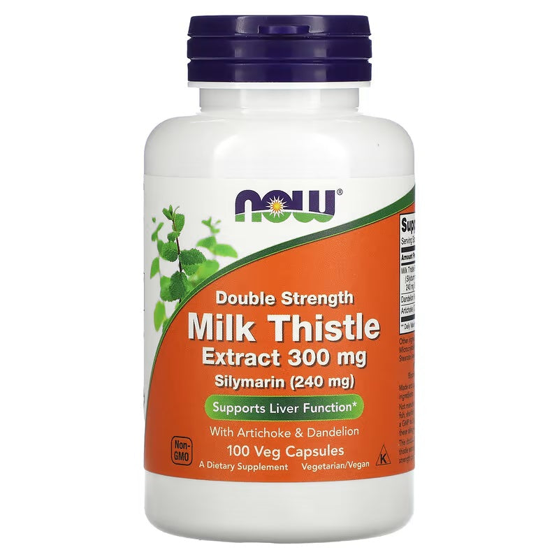 NOW Foods Double Strength, Milk Thistle, Extract 300 mg, 100 Veg Capsules