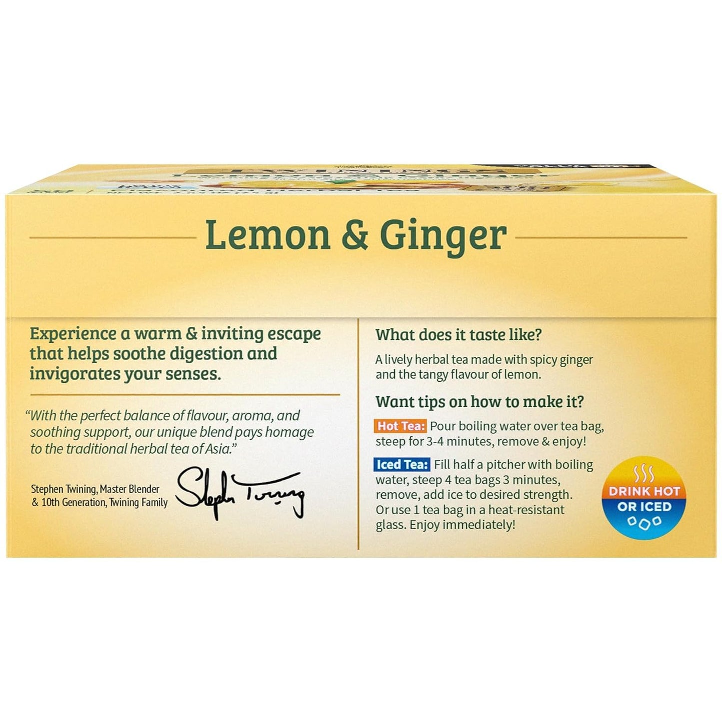 TWININGS HERBAL TEA Lemon and Ginger, 50 Tea Bags