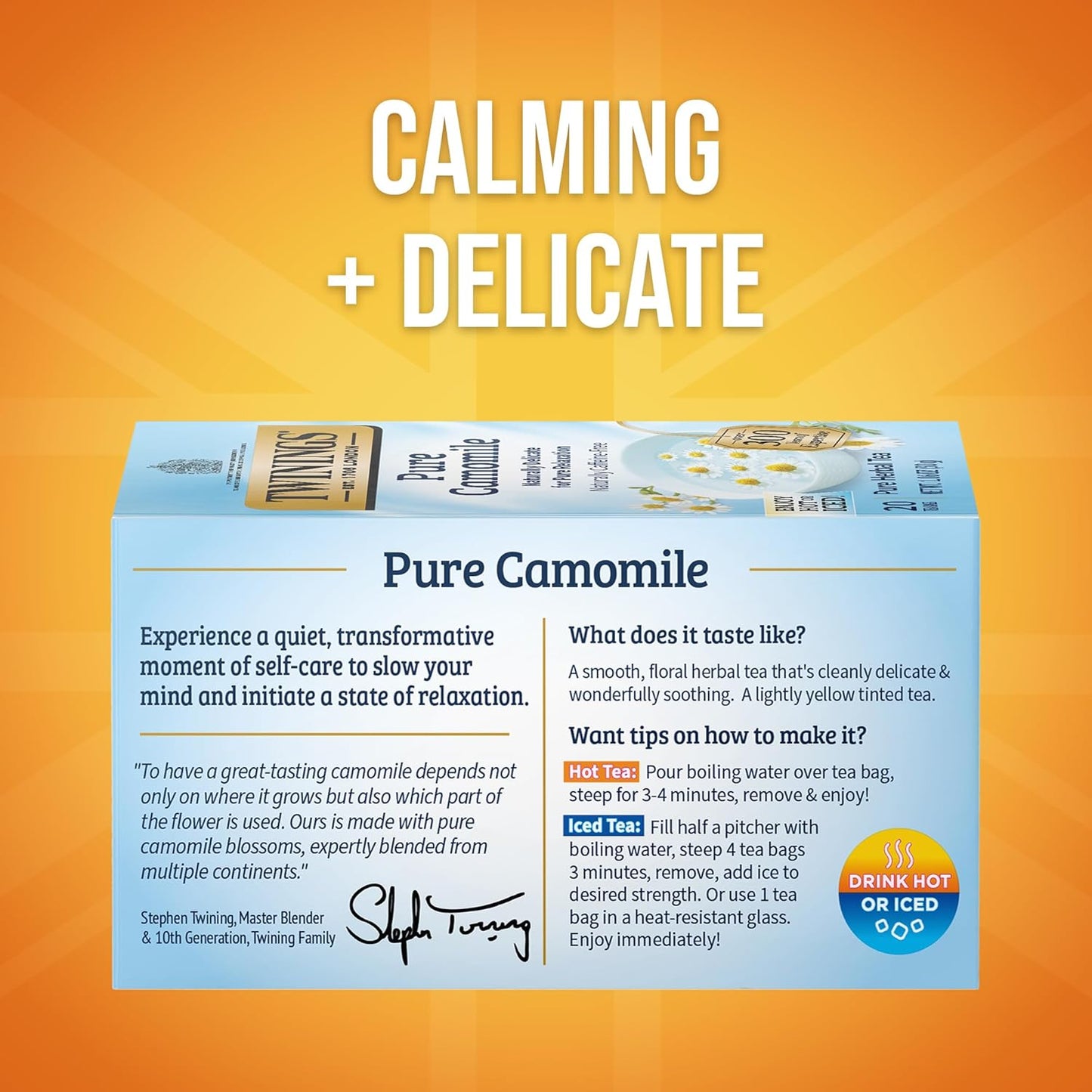 TWININGS HERBAL TEA Pure Camomile, 20 Tea Bags