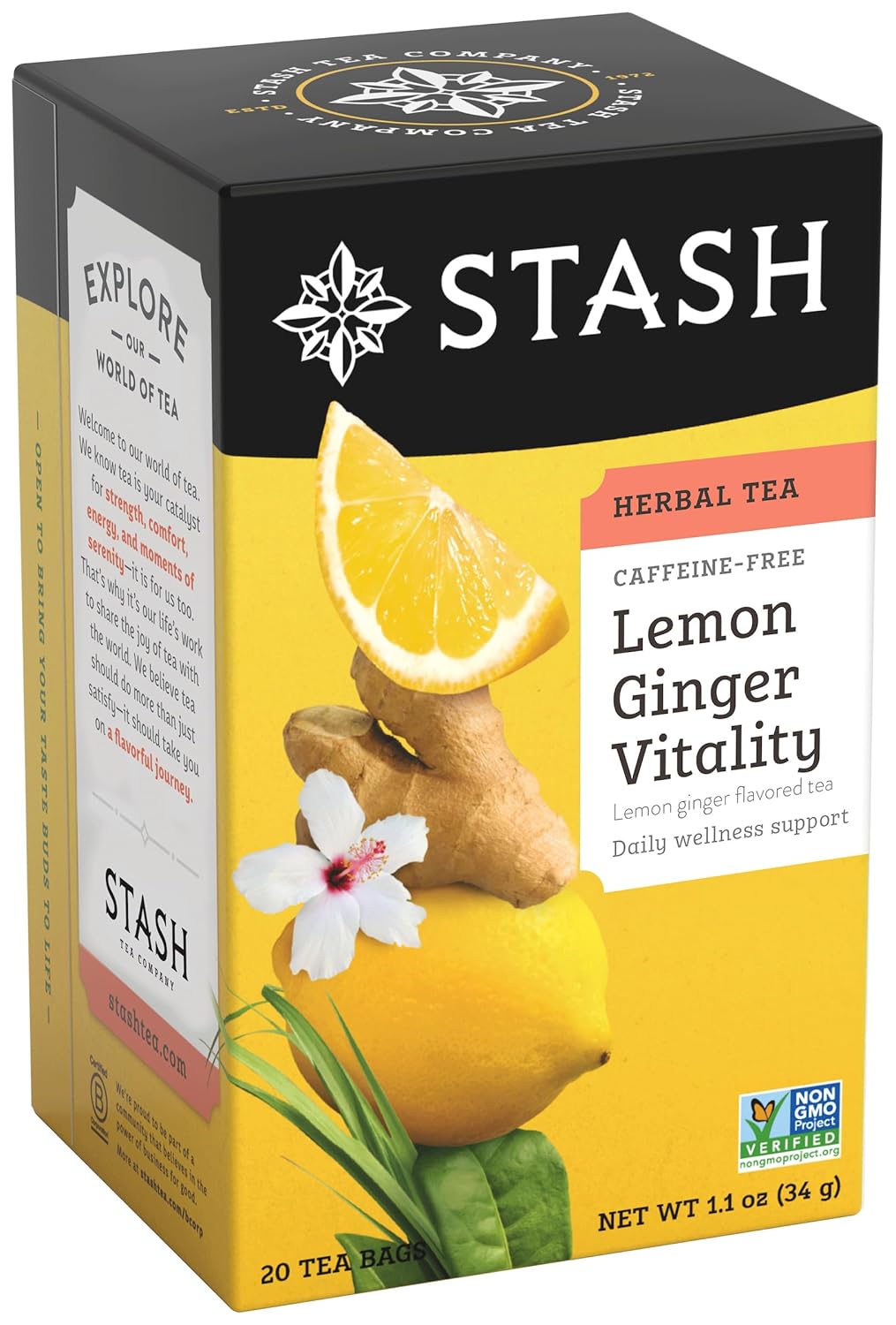 STASH HERBAL TEA Lemon Ginger Vitality, 20 Tea Bags