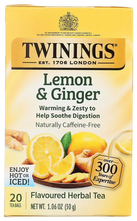 TWININGS HERBAL TEA Lemon and Ginger, 20 Tea Bags
