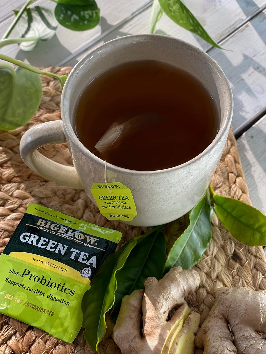 BIGELOW GREEN TEA with Ginger + Probiotics, 18 Tea Bags