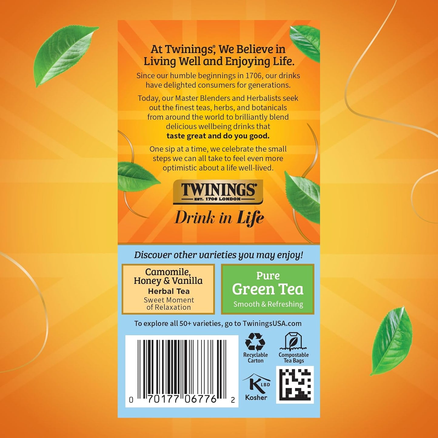 TWININGS HERBAL TEA Pure Camomile, 20 Tea Bags