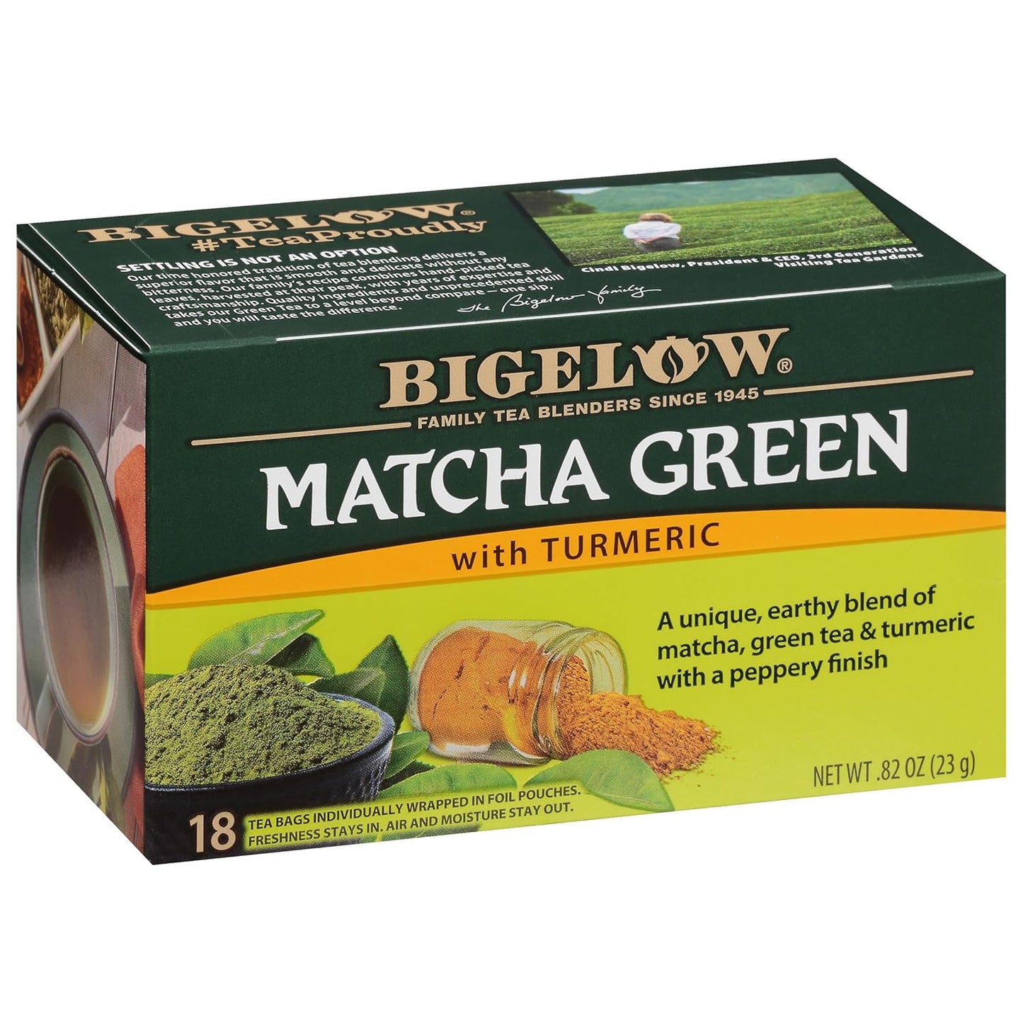 BIGELOW Matcha Green Tea with Turmeric, 18 Tea Bags