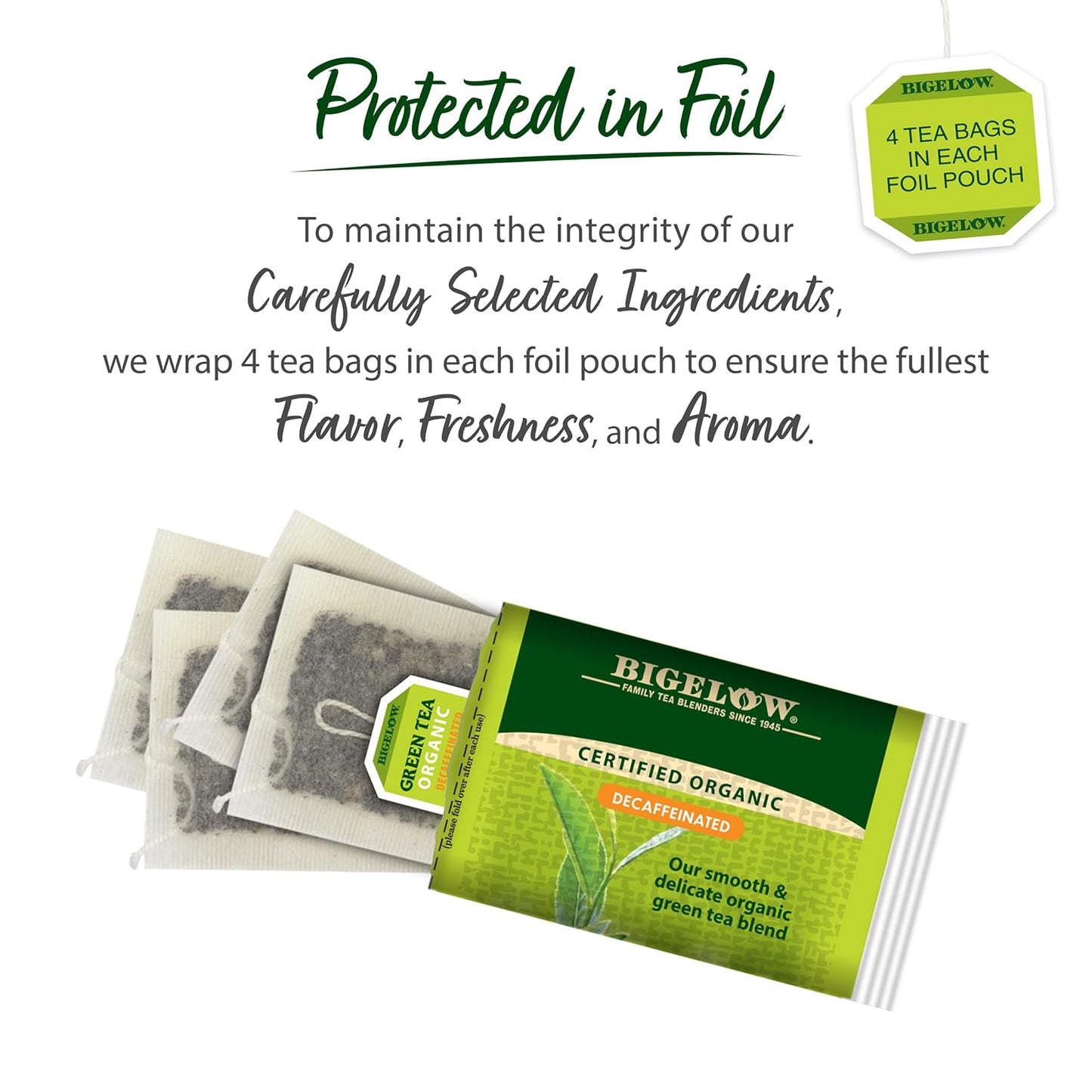 BIGELOW DECAFFEINATED Green Tea Certified Organic, 40 Tea bags