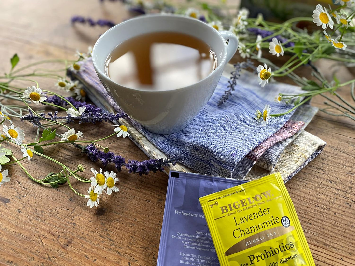 BIGELOW HERBAL TEA Lavender Chamomile + Probiotics, 18 Tea Bags