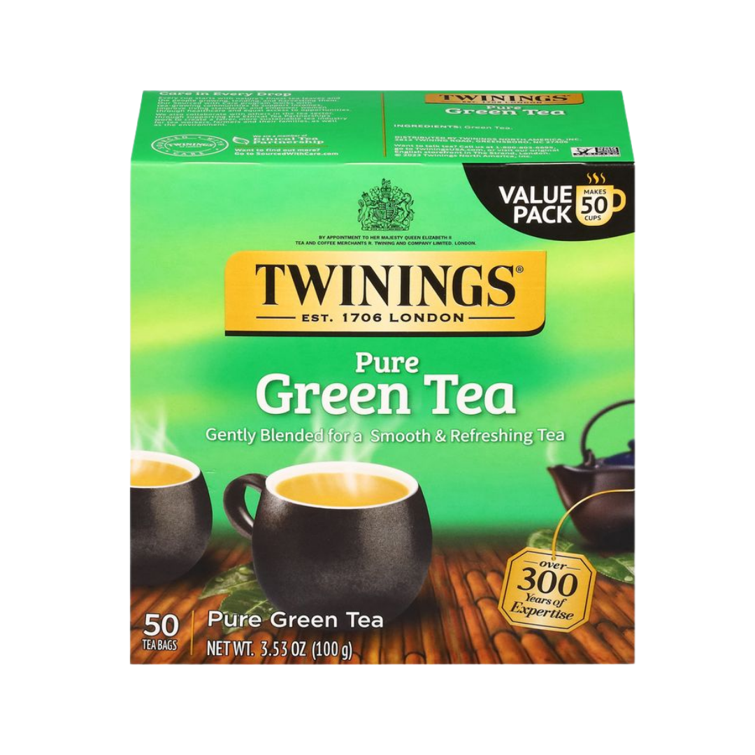 TWININGS Pure Green Tea, 50 Tea Bags